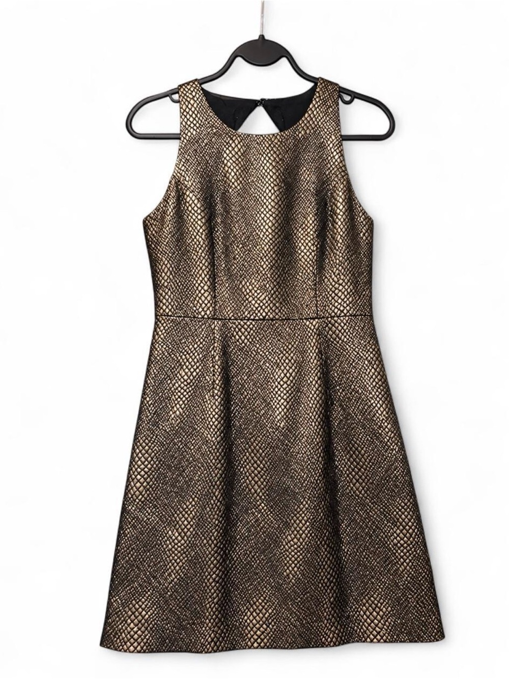 JACK Metallic Bronze Gold Black Fit & Flare Party Dress Size 6